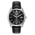 Citizen Men's Eco Drive Black Leather Strap Watch W/ Black Dial